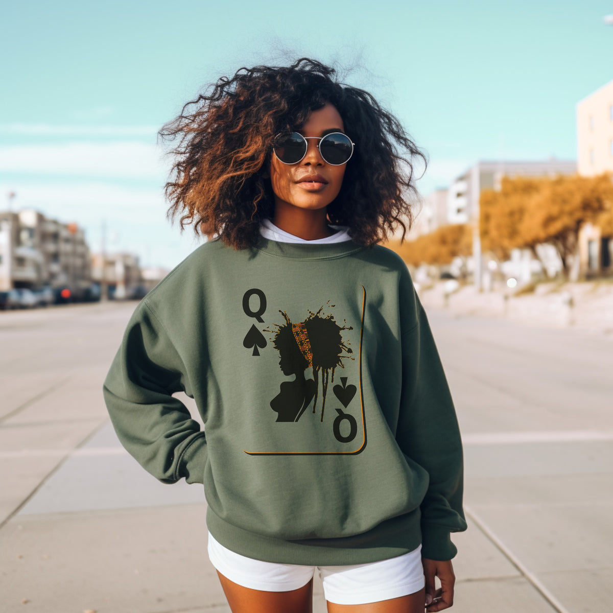 Black Queen Playing Card Sweatshirt, Hoodie, Tshirt – Afrocentric Queen of Spades Shirt for Women