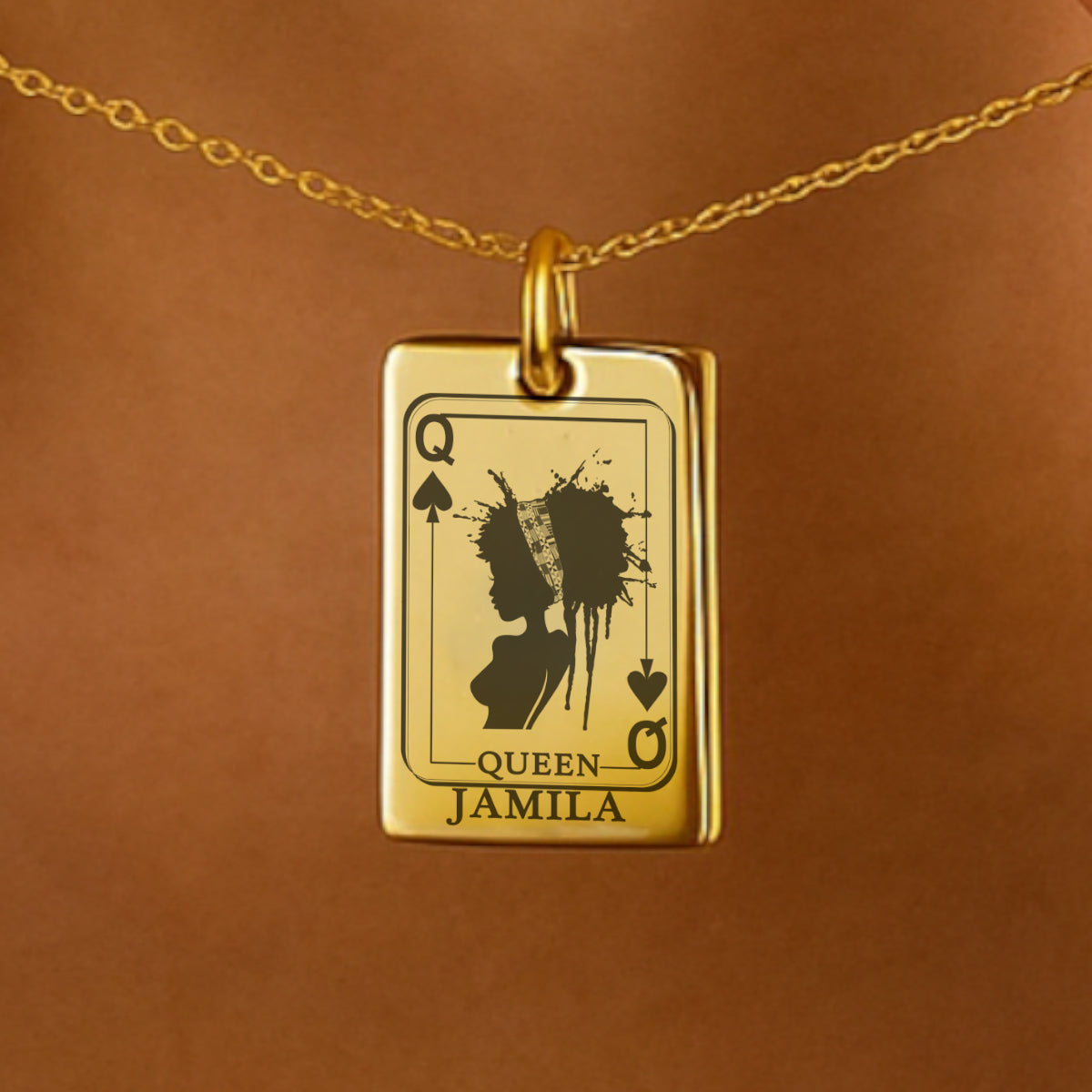 Personalized Queen Necklace - 18k Gold Plated Minimalist Necklace