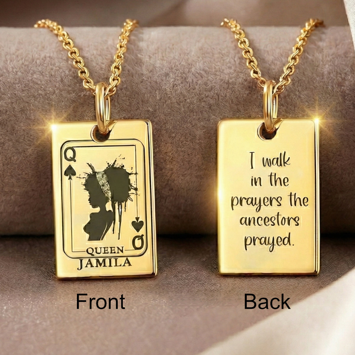 Personalized Queen Necklace - 18k Gold Plated Minimalist Necklace