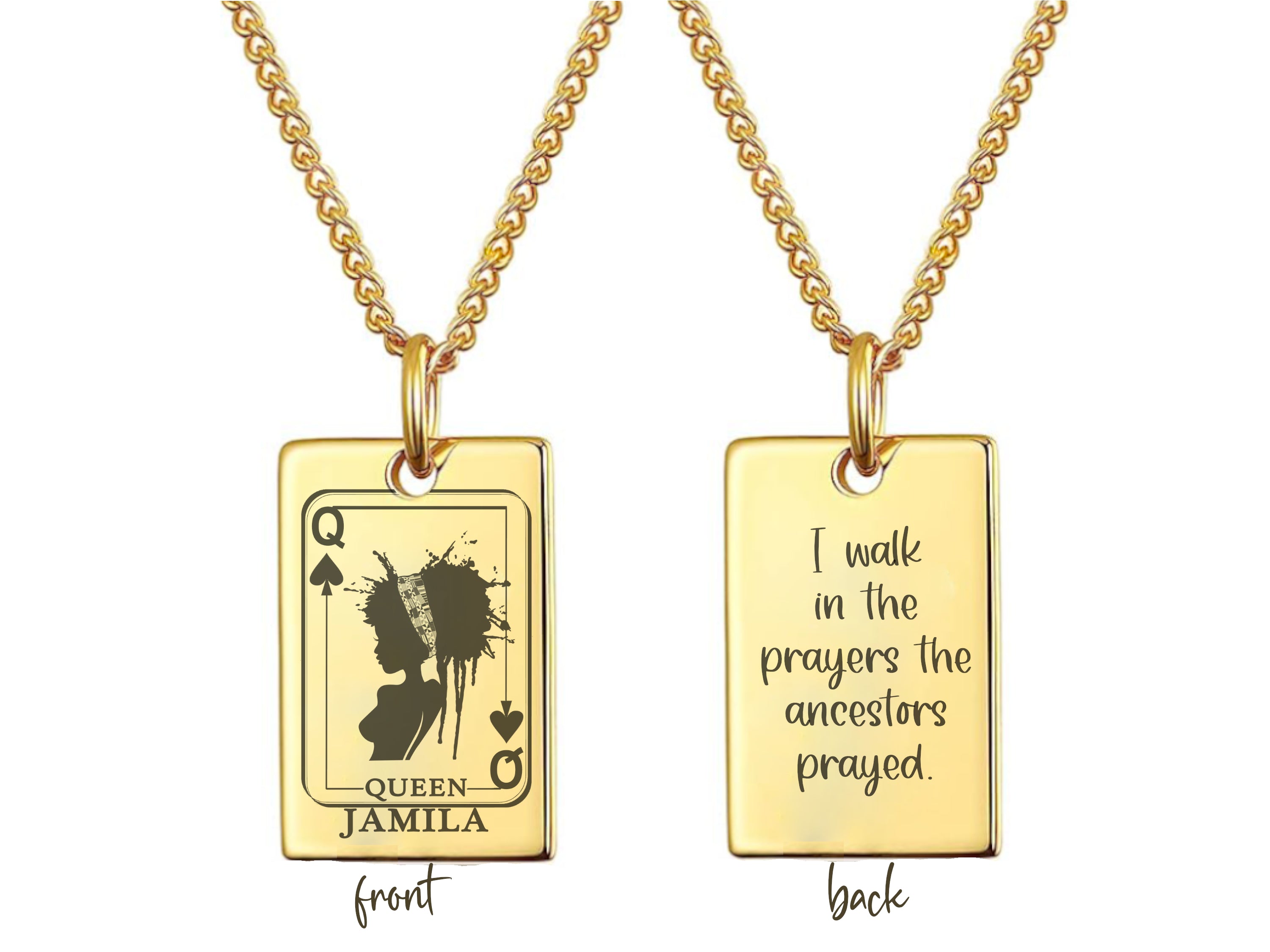 Personalized Queen Necklace - 18k Gold Plated Minimalist Necklace