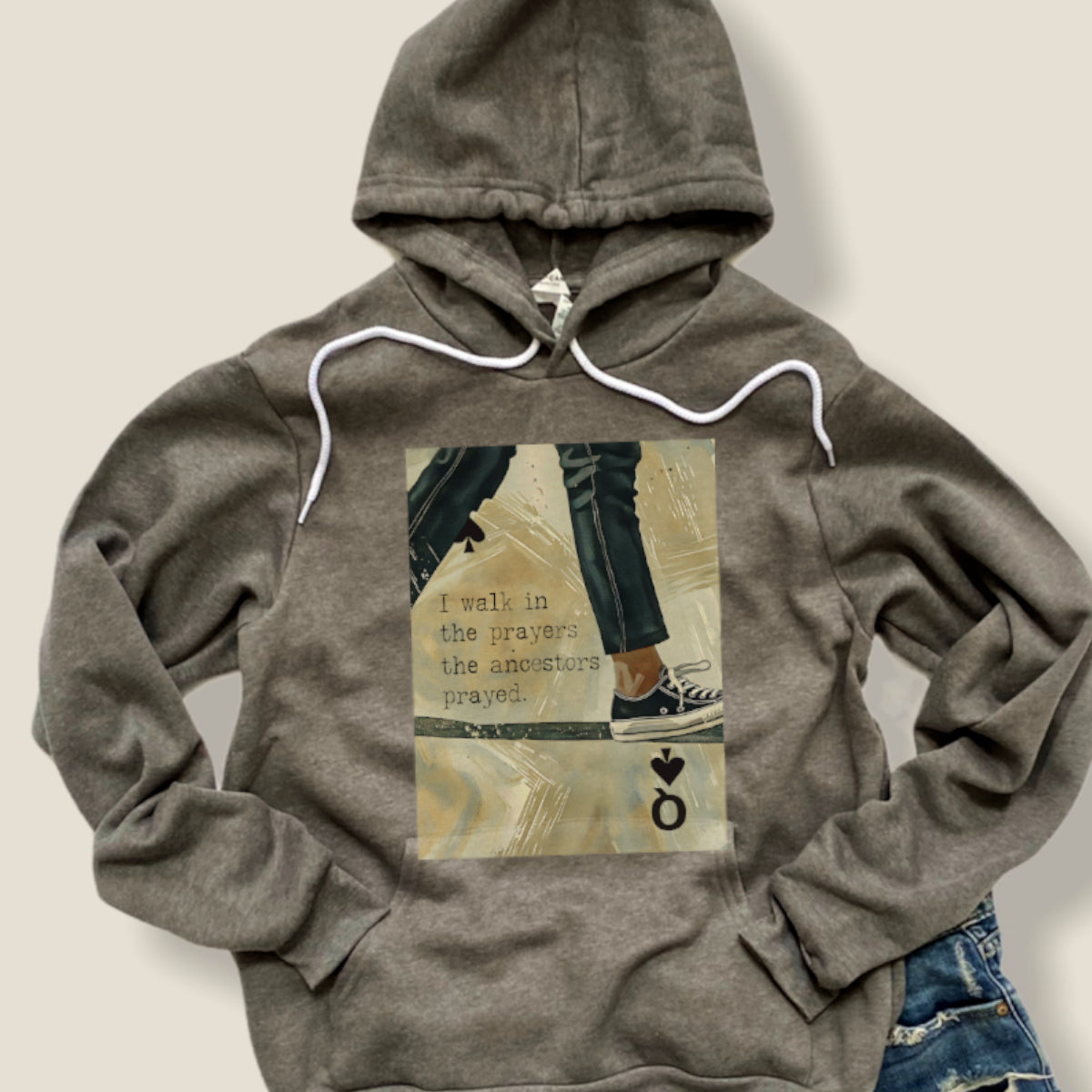 Black Queen Joyful Warrior Hoodie – I walk in the prayers | Afrocentric Queen of Spades Sweatshirt