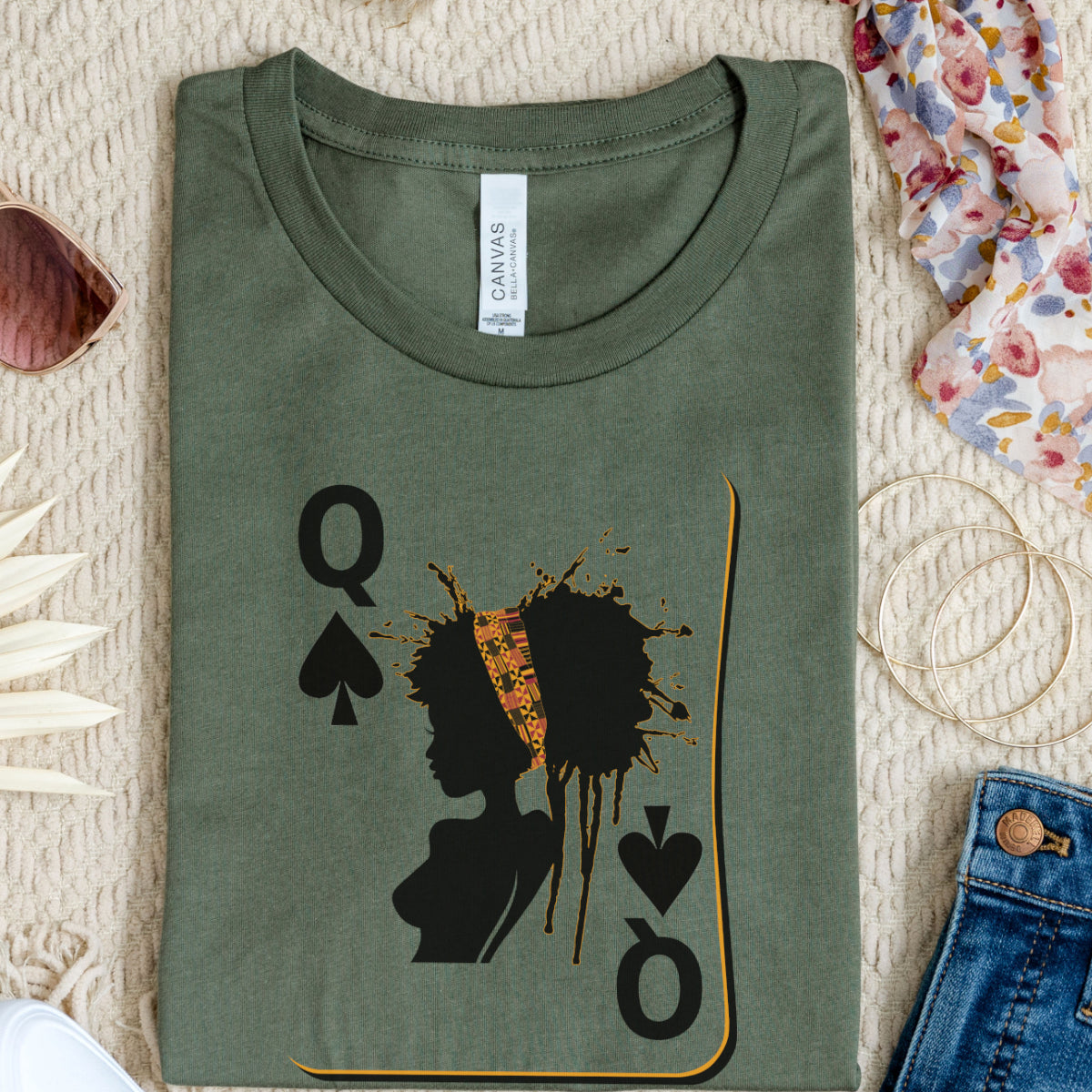 Black Queen Playing Card Sweatshirt, Hoodie, Tshirt – Afrocentric Queen of Spades Shirt for Women