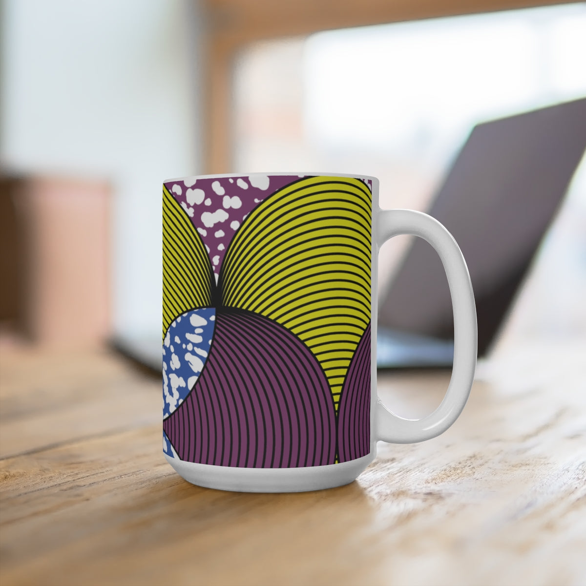 Large 15oz African Print Coffee Mugs (Set of 4) | African Wax Print Fabric Inspired