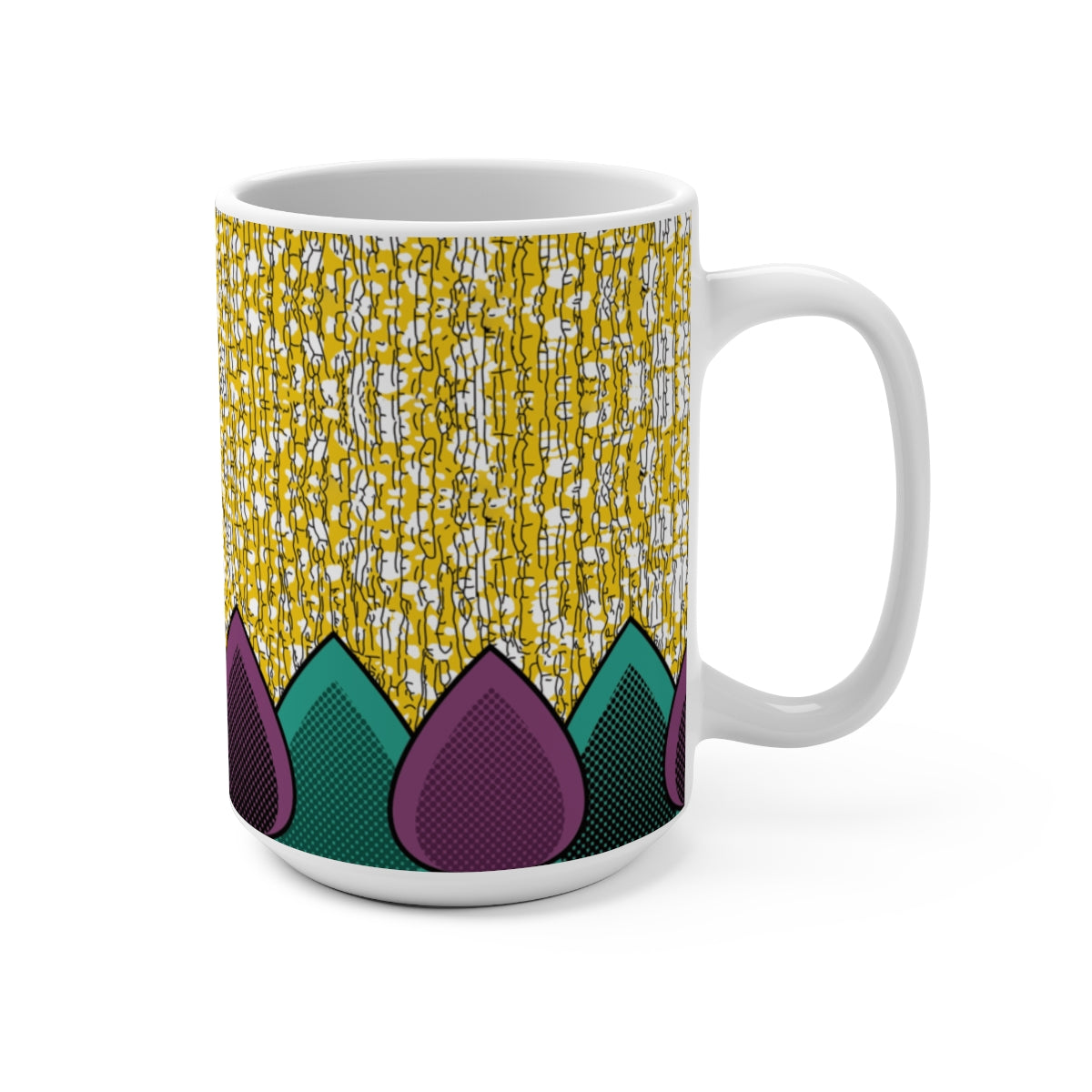 African Print Marigold Large 15 oz Latte Mug