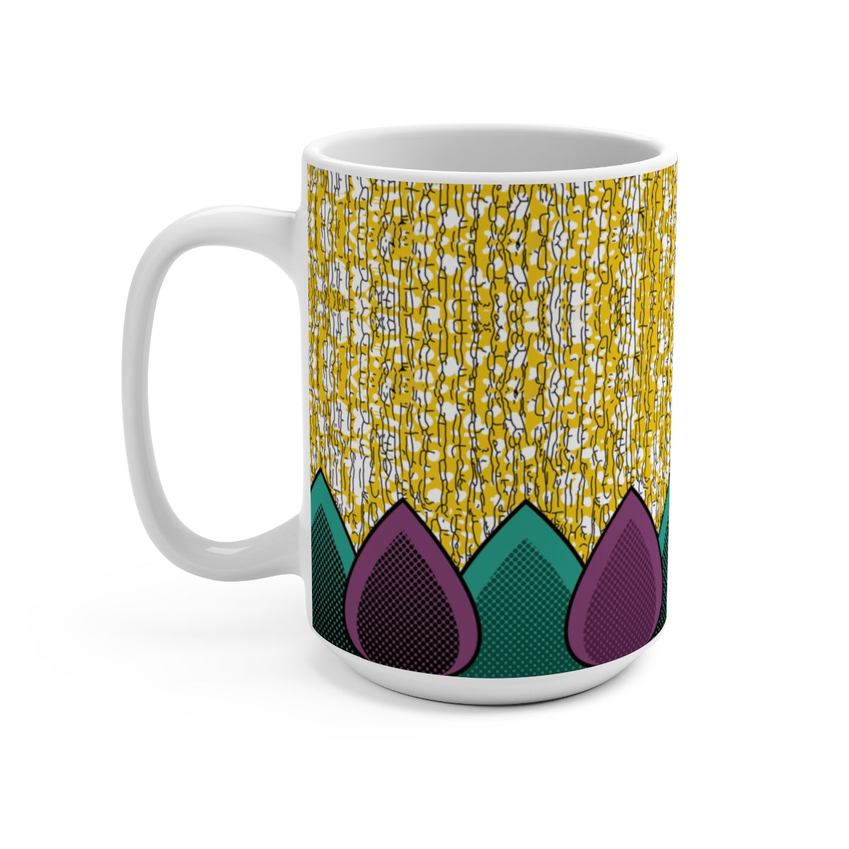 African Print Marigold Large 15 oz Latte Mug