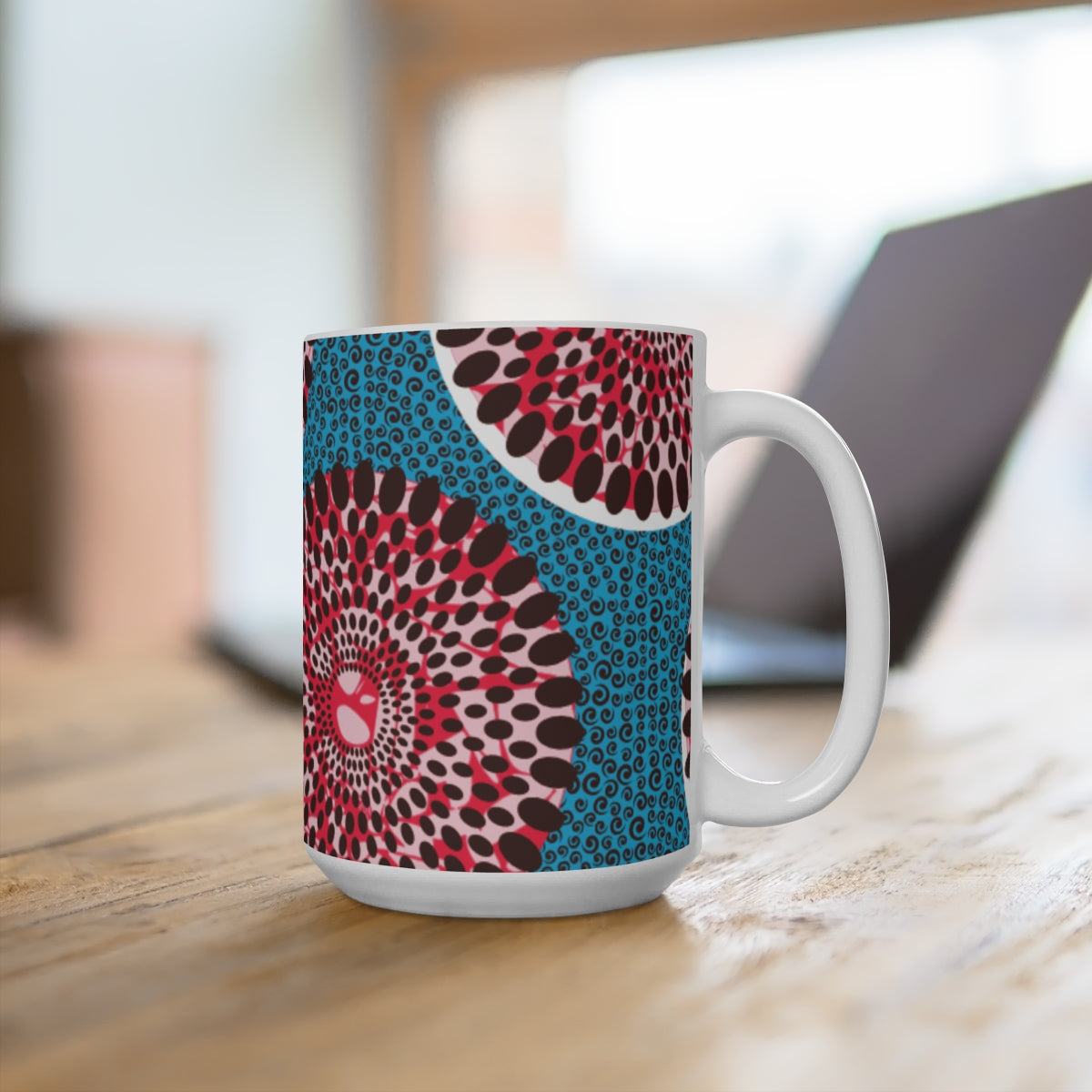 Large 15oz African Print Coffee Mugs (Set of 4) | African Wax Print Fabric Inspired