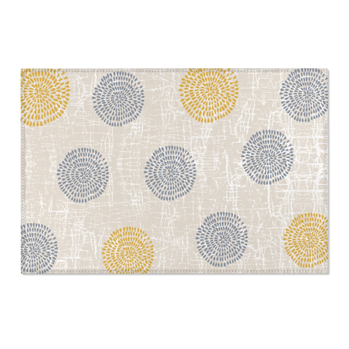 African Batik Style Beige Yellow and Grey Pastel Rug