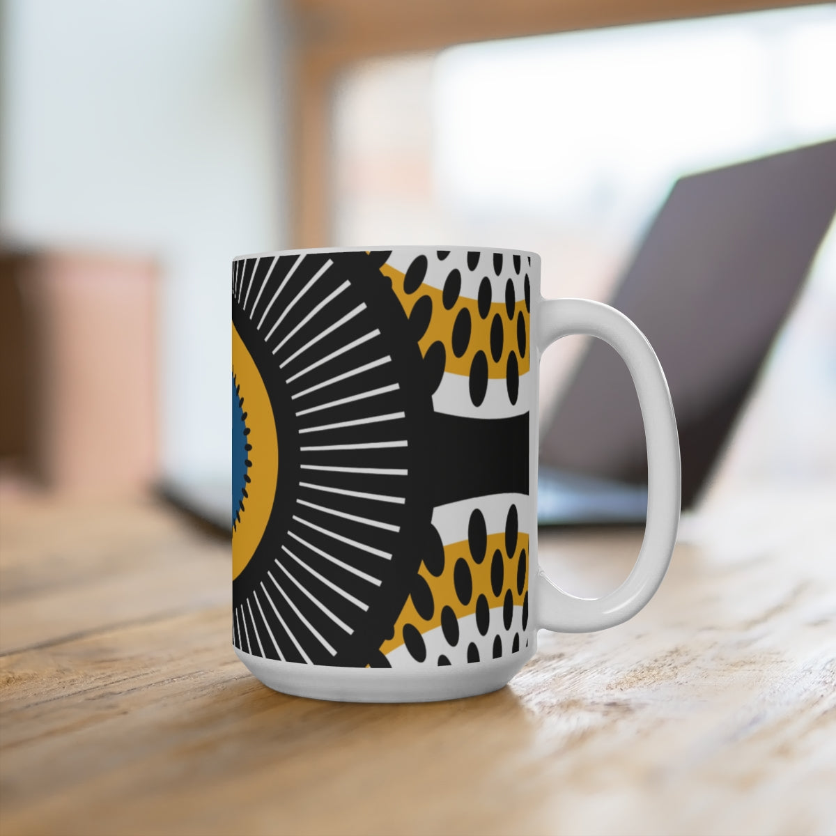 Large 15oz African Print Coffee Mugs (Set of 4) | African Wax Print Fabric Inspired
